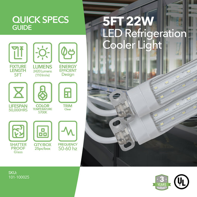 5ft LED Refrigeration/Cooler Light - Two Sided- (UL)