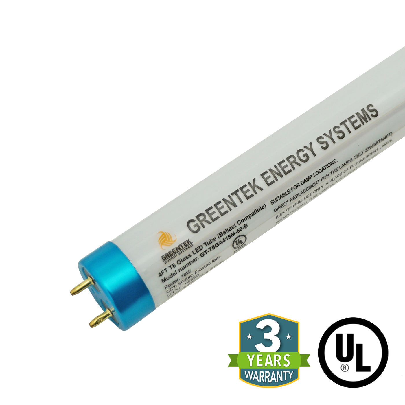 T8 LED 4ft Tube- 18W Linear Tube Light - Glass - Ballast Compatible Only - Plug N Play